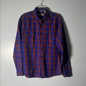 Burberry Men's Blue and Red Plaid Chester Button-Up Shirt